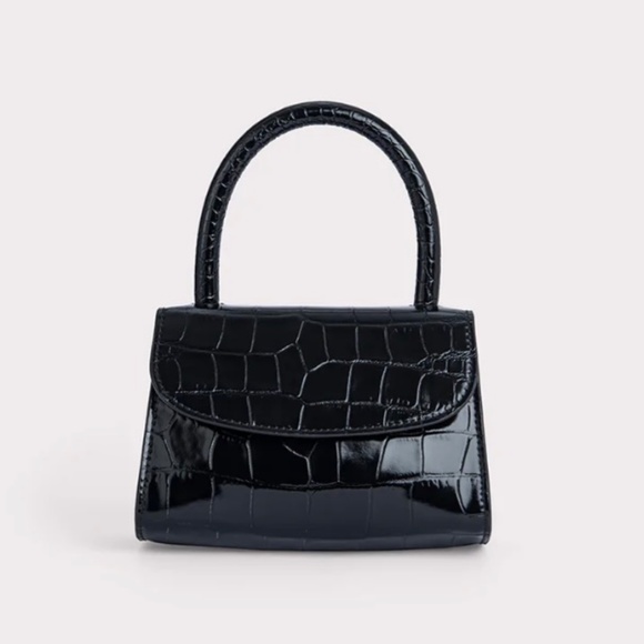 BY FAR Handbags - Authentic BY FAR Mini Black Croco Embossed Leather Top Handle/ Crossbody - NWT